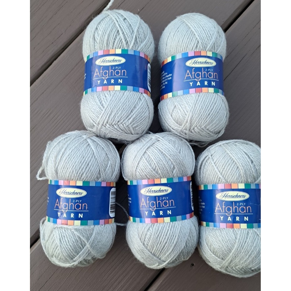 Herrschners 2-ply Afgan Yarn 100% Acrylic 2 oz 220 Yards Med Grey Set Of 5